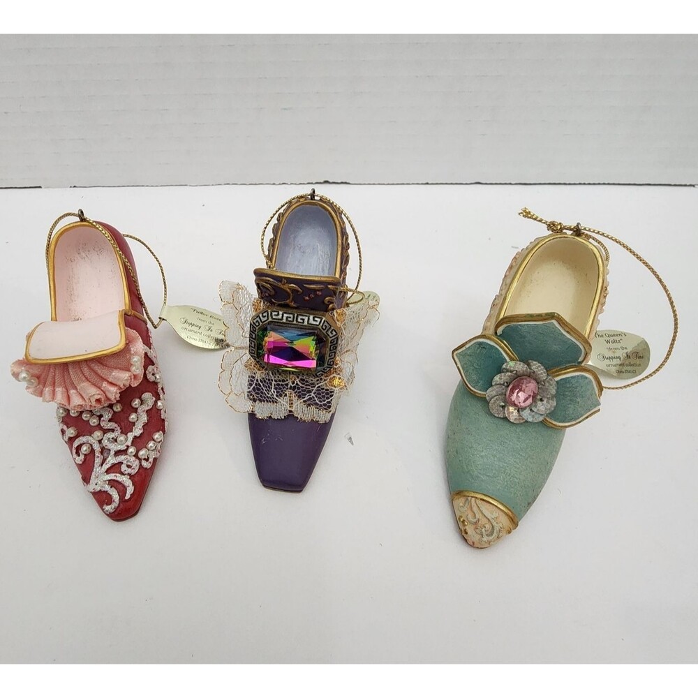 Ashton Drake Galleries Shoe Ornaments Stepping In Time Victorian Set Of 3 VTG